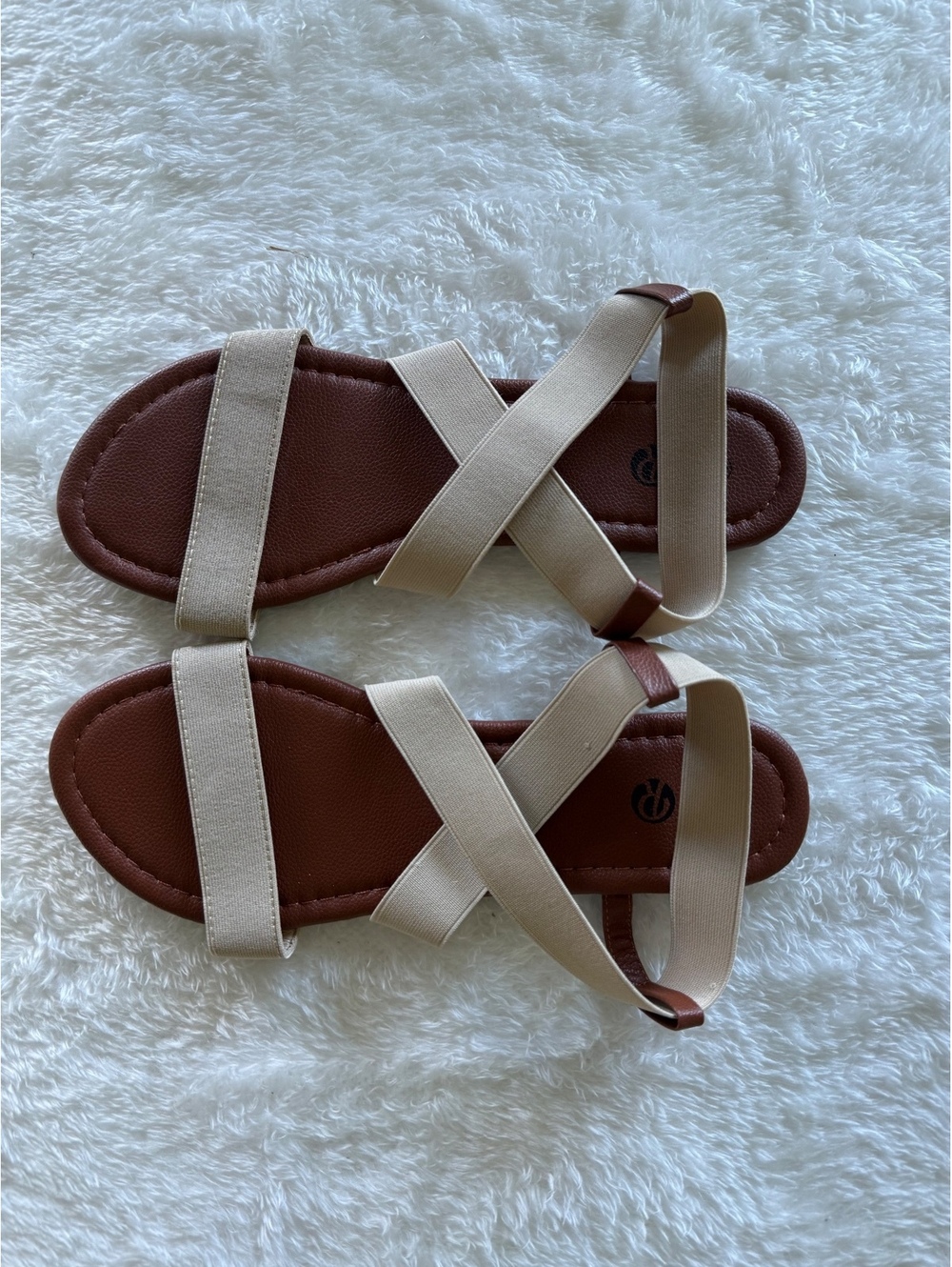 Creme and Tan Sandals